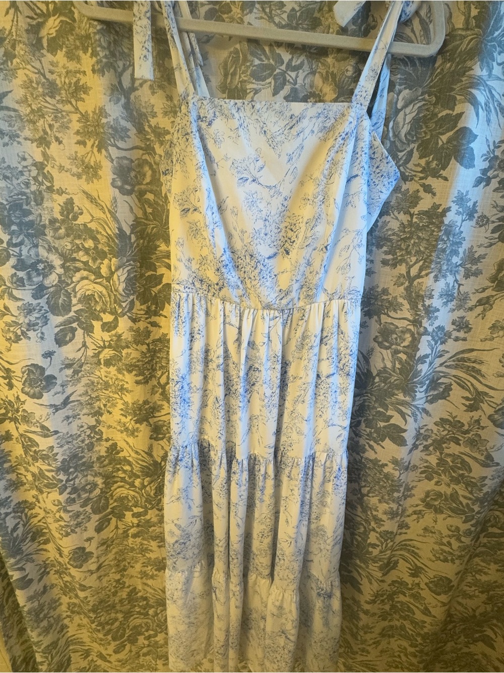 Women's Toile Blue Midi Dress